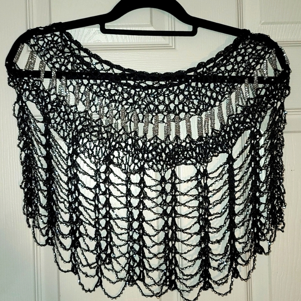Black beaded poncho